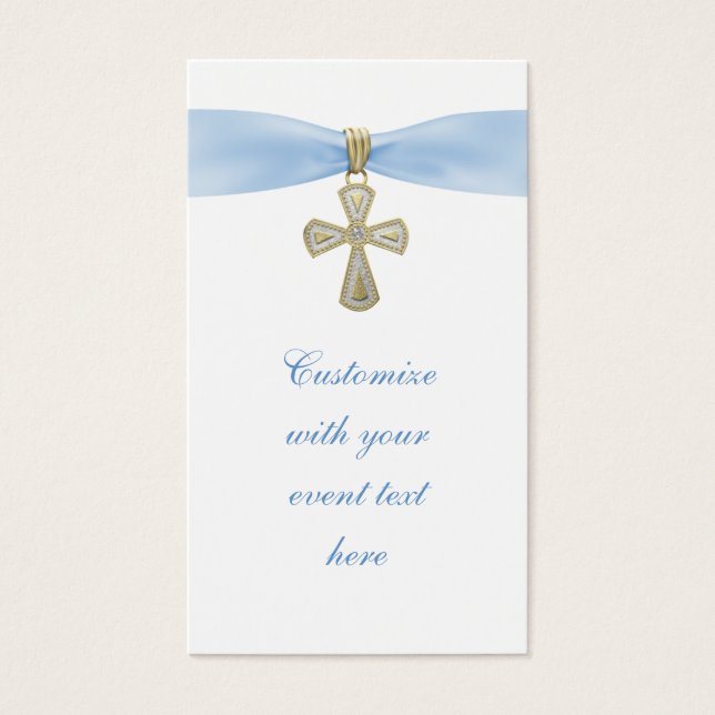 Bébé Croix Bleue Bomboniere Tags (Devant)