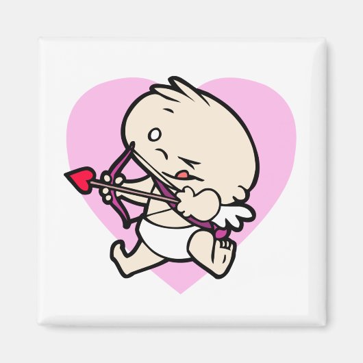 Bébé Cupidé Aimant Pour Magnets Carrés Amoureux (Devant)