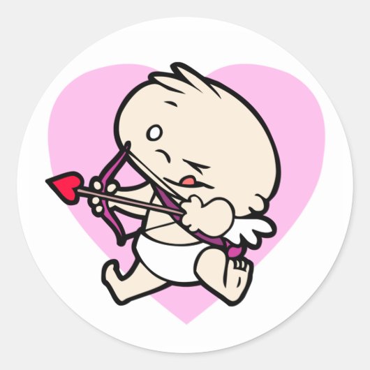 Bébé Cupidé Visant À L'Amour Stickers (Devant)