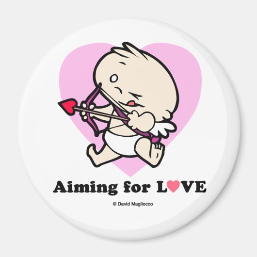 Bébé Cupidé Voulant Pour L'Amour Magnets Ronds (Devant)