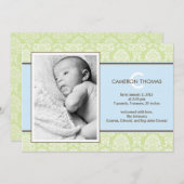 Bébé Damask Faire-part de naissance (Devant / Derrière)