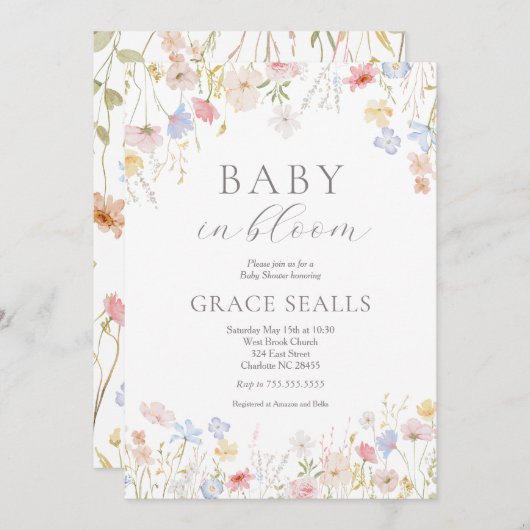 bébé dans Bloom Baby shower Invitation (Devant / Derrière)