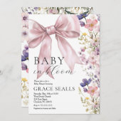 bébé dans Bloom bow Baby shower Invitation (Devant / Derrière)
