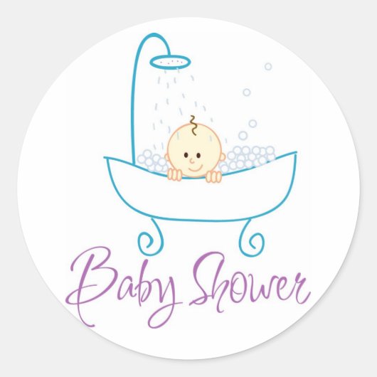 Bébé dans le Baby shower de bain Sticker Étiquette (Devant)