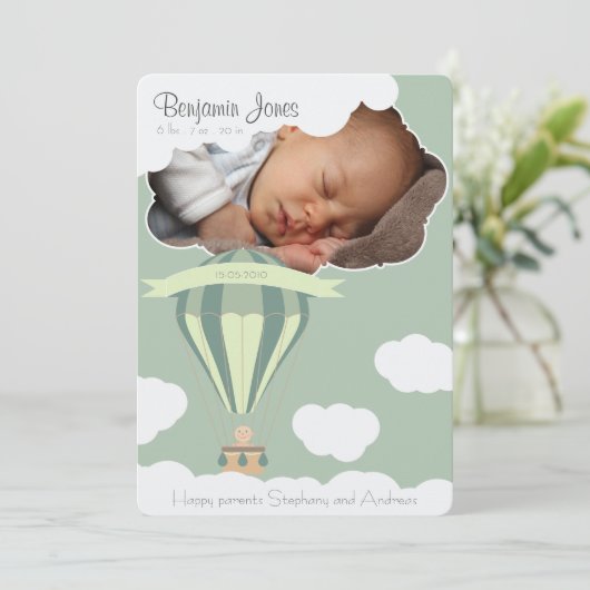 Bébé dans le ciel faire-part de naissance (Debout devant)