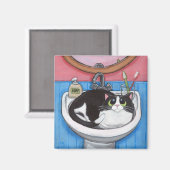 Bébé dans l'évier - Aimant de chat (Recto/Verso)