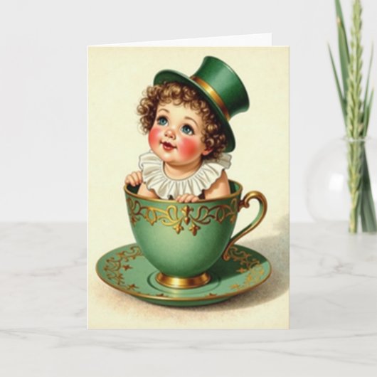 Bébé dans une tasse à thé, carte mignonne (Devant)