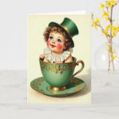 Bébé dans une tasse à thé, carte mignonne (Fleur jaune)