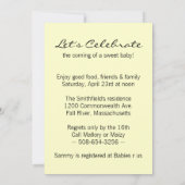 Bébé dans une tulipe jaune Baby shower Invitation (Dos)