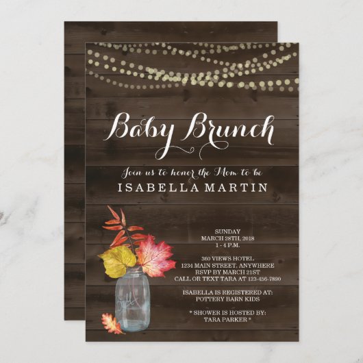Bébé d'automne Brunch Invitation (Devant / Derrière)