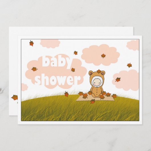 Bébé d'automne en chute Feuille Invitation Baby sh (Devant / Derrière)