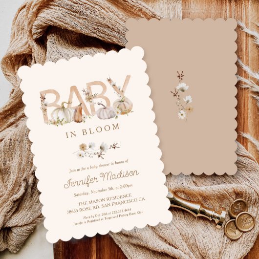 Bébé d'automne en fleurs Baby shower Invitation
