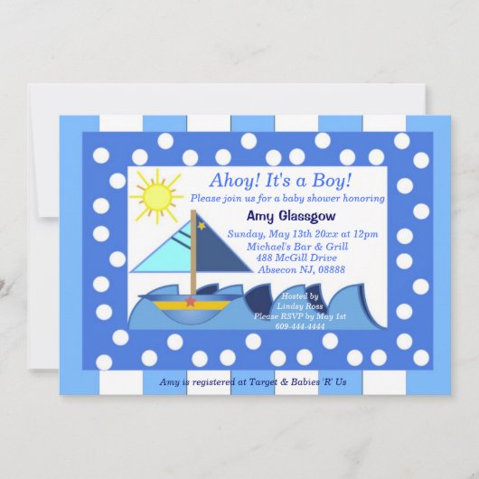 Bébé de bateau à voile Invitation à la douche de g (Devant)