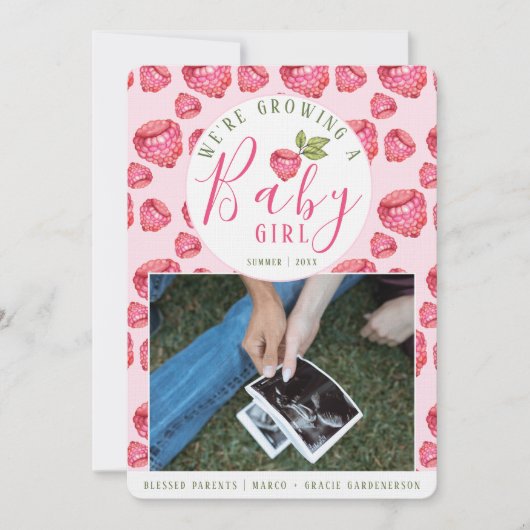Bébé de framboises roses Invitation de fille (Devant)
