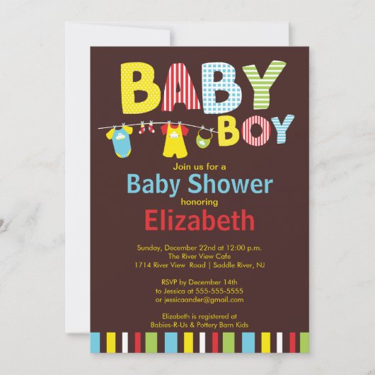 Bébé de garde-robe Invitations de douche pour bébé (Devant)