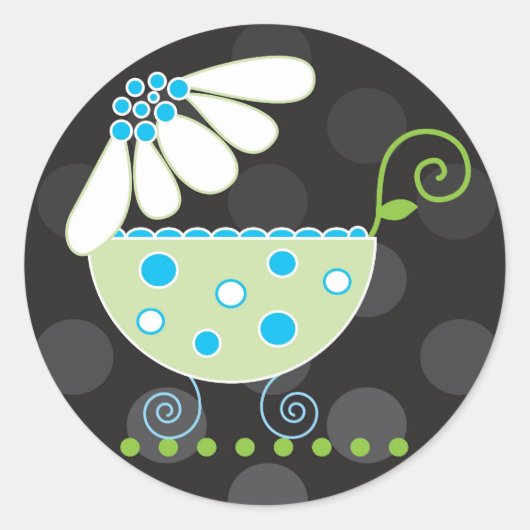 Bébé de marguerite Invitation ou Favoriser Sticker (Devant)