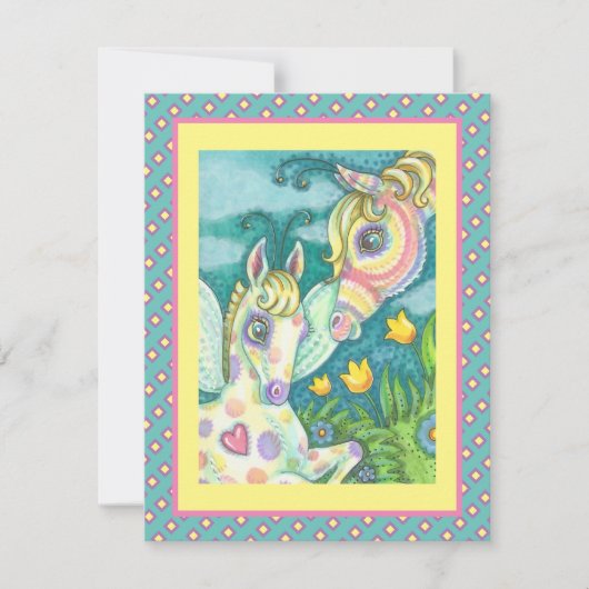 BÉBÉ DE PÂQUES, CHEVAL DE PRINTEMPS, CARTE PLAT FA (Devant)
