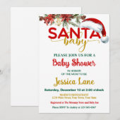 Bébé de Père Noël décembre Baby shower Invitation (Devant / Derrière)