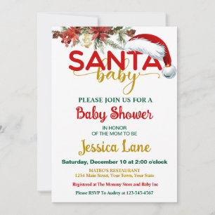 Bébé de Père Noël décembre Baby shower Invitation