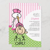 Bébé de petite chienne Bébé Invitations à la douch (Devant / Derrière)