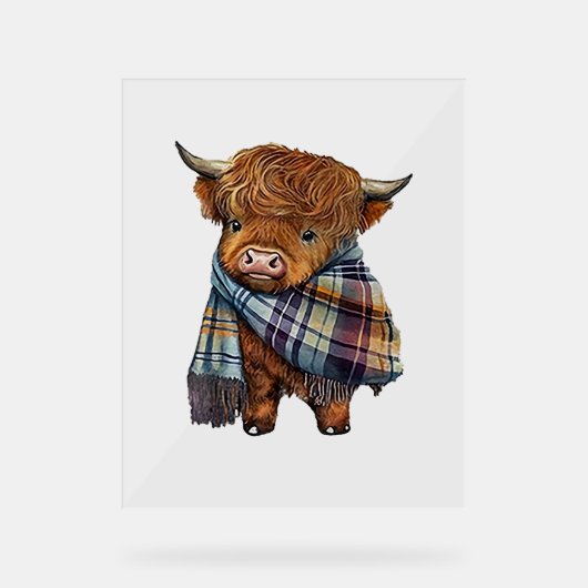 Bébé De Vache De West Highland Avec Écharpe Plaid (Recto)