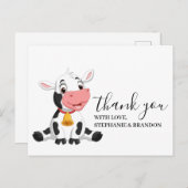Bébé de vache mignonne Carte de remerciements (Devant / Derrière)