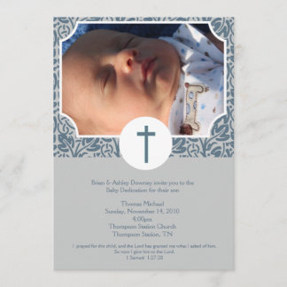 Bébé Dédication GARÇON Baptême Photo Invitation 5x
