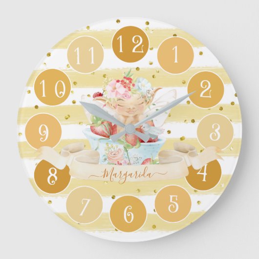 Bébé délicat Fée et fraise Grande horloge (Recto)