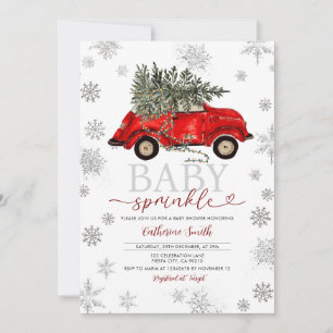 Bébé d'hiver Invitation Rouge Carte de Noël