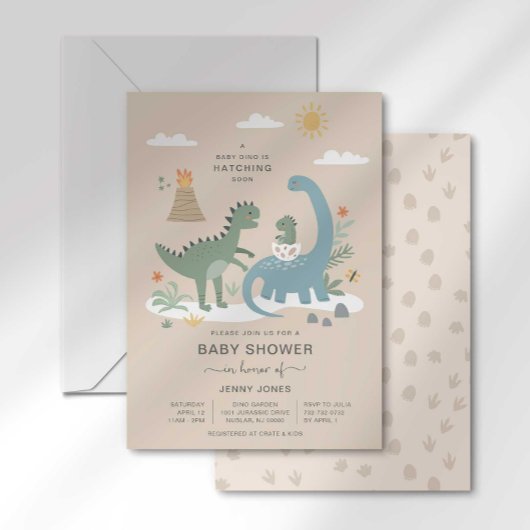 Bébé Dino éclosion Bientôt Baby shower Invitation