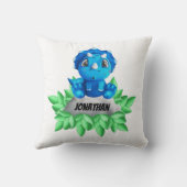 Bébé Dinosaure Bleu Oreiller à lancer blanc (Verso)