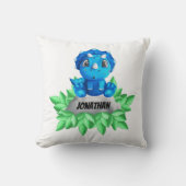 Bébé Dinosaure Bleu Oreiller à lancer blanc (Recto)