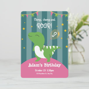 Bébé Dinosaure Vert mignon Invitation Anniversaire