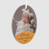 Bébé d'or 1er Noël Ornament photo personnalisée (devant)