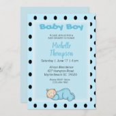Bébé dormant garçon douche Invitation (Devant / Derrière)