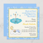 Bébé dormant saupoudrer bleu jaune invitation (Devant / Derrière)