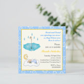 Bébé dormant saupoudrer bleu jaune invitation (Debout devant)