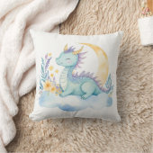 Bébé Dormir Dragon Boho Nom Nursery Coussin (Couverture)