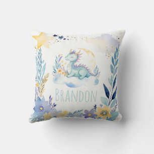 Bébé Dormir Dragon Boho Nom Nursery Coussin