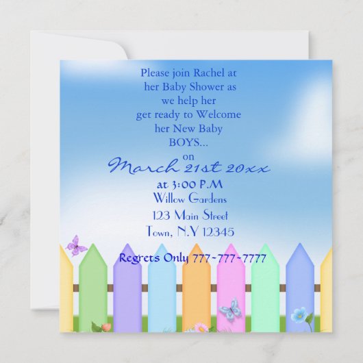 BÉBÉ DOUCHE Invitations GARÇON TWINS! (Dos)