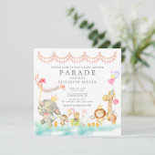 Bébé doux Animaux Parade Baby shower Invitation (Debout devant)