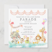 Bébé doux Animaux Parade Baby shower Invitation (Devant)