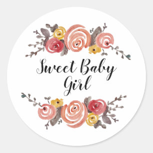 Bébé doux Baby shower fille classique Sticker rond