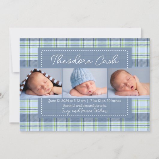 Bébé doux garçon Plaid Faire-part de naissance béb (Devant)