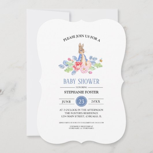 Bébé doux lapin | Rabbit Baby Shower Invitations (Devant)