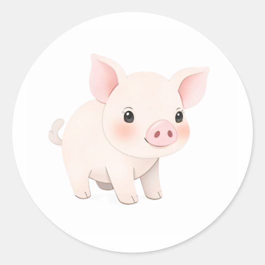 Bébé doux Piglet Aquarelle Art Sticker (Devant)