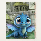 Bébé Dragon Bleu Et Imaginaire Château Médiéval (Dos)