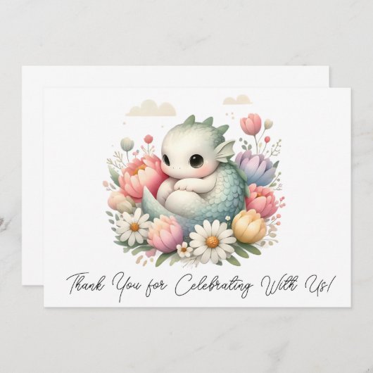 Bébé Dragon Dans Un Lit De Merci Fleurs (Devant / Derrière)