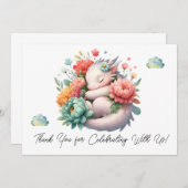 Bébé Dragon Dormir Dans Un Lit De Merci Fleurs (Devant / Derrière)