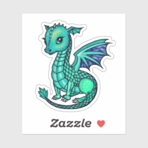 Bébé Dragon Illustration Sparkly Dragons Sticker